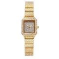 Lussuoso orologio al quarzo quadrato dorato da donna con cristalli scintillanti - Oro