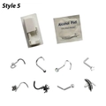 Safety nose piercing kit with 8 unique studs including heart and star shapes plus prep pad - Piercing Gun + 8 Studs