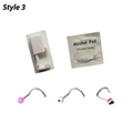 Disposable nose piercing kit with 3 nose studs and sterile alcohol prep pad - Piercing Gun + 3 Acrylic Studs