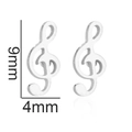 Silver musical note stud earrings in stainless steel with 9mm height dimensions - 191-Musical Note / Steel