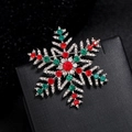 Spilla a fiocco di neve con strass rossi e verdi per abiti festivi e accessori moda - Fiocco di neve