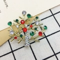 Spilla a forma di albero di Natale con strass colorati su base in lega dorata - 423 Stile Ramo Albero