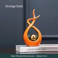 Modern orange and gold ceramic abstract sculpture ornament, dimensions 16x6x31cm - 16x6x31cm / Orange Gold (Tall)