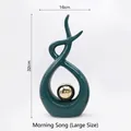Modern abstract ceramic sculpture in deep teal with gold sphere, large size 32cm high - 32x16cm / Blue Gold (Tall)