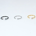 Tre anelli da naso in acciaio inossidabile nero, argento e oro con zirconi lucidi - Stile Zirconia 2mm / 0.8x6mm / Color Acciaio