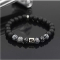 Scorpio zodiac bracelet with matte black beads and snowflake obsidian stones - Snowflake Scorpio