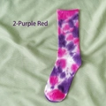 Tie-dye ribbed cotton crew socks in vibrant purple and pink gradient patterns - Purple