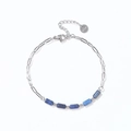 Silver paperclip chain bracelet with blue natural stone beads and S.Steel tag - Paperclip Chain / Silver Lapis Lazuli
