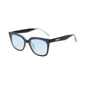 Square sunglasses with black-blue frame and light blue gradient lenses and silver trim - Black Blue Frame Gradient Blue Lens
