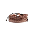 Three-piece rose gold bracelet set with Roman numerals, woven cord and Evil Eye charm - Rose Gold 3-Piece Set