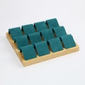Bamboo jewelry display stand with 12 slots and dark green velvet for earrings - 12-Position Earring Stud Display Stand