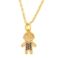 Collana con ciondolo bambino dorato con scintillanti pietre di cristallo blu e bianche - nkq85 Bambino (Zirconia Blu)