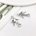DIY antique silver corkscrew charm for handmade jewelry projects with vintage finish - Antique Silver Wine Opener 10551
