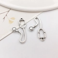 Two silver stethoscope-shaped charms made of alloy for DIY necklace bracelet making - Stethoscope Style 5