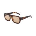 Flat top square sunglasses with oversized tortoiseshell frame and brown lenses - Tortoiseshell Frame Light Tea Lens