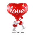 Love heart and champagne glass foil balloon set for Valentine decoration, size 20.5x28.7cm - Heart with Wine Glasses
