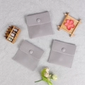 Three grey plush velvet jewelry pouches with snap buttons in an elegant envelope style - Double-sided Plush Style (Grey) / 7x7cm