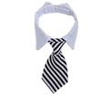 Pet tuxedo collar with white shirt neck and black and white striped necktie for dogs - S / Black and White Striped (CW 1)