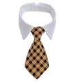 Dog collar with white shirt neck and yellow black plaid necktie in British style - Yellow and Black Plaid (CW 14)