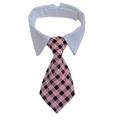 Adjustable pet necktie collar featuring a pink and black checkered pattern on white shirt collar - Pink and Black Plaid (CW 16)