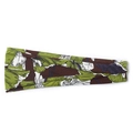 Bandeau large élastique avec motifs floraux verts et blancs sur fond marron foncé - Floral Brun Foncé