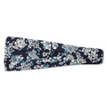Navy blue elastic yoga headband featuring a fresh white and sky blue floral pattern - Navy Pastoral Floral
