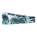 Elastic yoga headband with tropical green leaf print design for women's fitness gear - Emerald Navy Tropical Leaf
