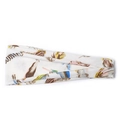 Elastic wide yoga headband in white with colorful feather prints and twisted design - White Multicolor Feather