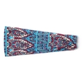 Blue paisley print yoga headband for women with bohemian geometric patterns - Bright Blue Ethnic Geometric