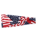 Elastic yoga headband featuring a classic American flag star and stripe pattern design - US Stars & Stripes