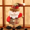Babbo Natale di peluche con abito scozzese e campanello dorato per albero di Natale - Bambola Babbo Natale in Tessuto Scozzese (B-C01)
