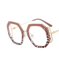 Occhiali geometrici poligonali con montatura tartarugata marrone e aste in metallo - Sopra Marrone Sotto Leopardo