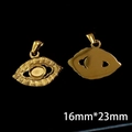 Detailed view of 18k gold plated evil eye charms with dimensions of 16mm x 23mm - 16*23mm Oval Eye