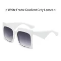 Chic white frame square sunglasses with stylish gradient grey lenses and thick rims - White Frame Gradient Grey Lenses