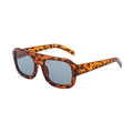 Flat top tortoiseshell sunglasses with dark gray lenses in a classic oversized resin frame - Leopard Frame Gray Blue Lens