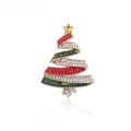 Golden Christmas tree brooch with colorful rhinestones and a star top on white background - 28# Christmas Tree