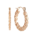 Pendientes de aro en oro rosa con diseño de cadena hueca y acabado pulido para mujer - Oro rosa
