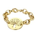 Massives Goldketten-Armband mit Lebensbaum-Anhänger und Karabinerverschluss für Damen - Armband / Gold