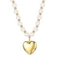 Bracciale di perle vintage francese con ciondolo a cuore in oro lucido e perline d'oro - Collana con Ciondolo a Cuore Oro(KN54744-Z) / Oro