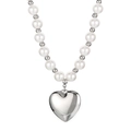 Collana corta di perle sintetiche con ciondolo a cuore argento e perline - Collana con Ciondolo a Cuore Argento(KN16921-Z) / Argento