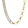 Goldene Strass-Tenniskette mit rechteckigen Kristallen und Ankerglieder-Halskette - Goldene Gespleißte Schweinenasen-Kettenhalskette (KN229238-Z)