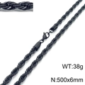Classic black stainless steel twist rope chain necklace for men and women 6mm wide - 6mm / 50cm / Black