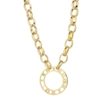 Chunky gold chain necklace featuring a round pendant with cutout Roman numerals - Gold Color Necklace (KN20156-Z)