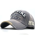 Grey distressed cotton baseball cap with SPARK 3D embroidery and white contrast stitching - Gray