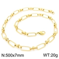 Minimalist gold stainless steel chain necklace 500x7mm 20g on white background - Gold 500x7mm(KN228491-Z)