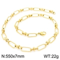 Golden stainless steel link chain necklace 550x7mm for women in a hip hop style - Gold 550x7mm(KN228492-Z)