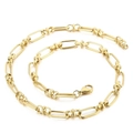 Collar de cadena de eslabones geométricos minimalista de acero inoxidable dorado sobre blanco - Cadena Cuadrada Dorada (KN228491-Z)