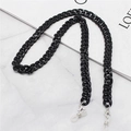 Chunky black acrylic glasses chain and mask lanyard with silver lobster clasps on marble - Bright Black