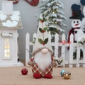 Christmas 43cm standing gnome doll with white tall hat and red green plaid fabric - T1220655A-43cm Standing Beard Style