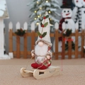 35cm Christmas gnome doll with holly hat sitting on a wooden sled for holiday decor - T1220656A-35cm Sleigh Beard Style